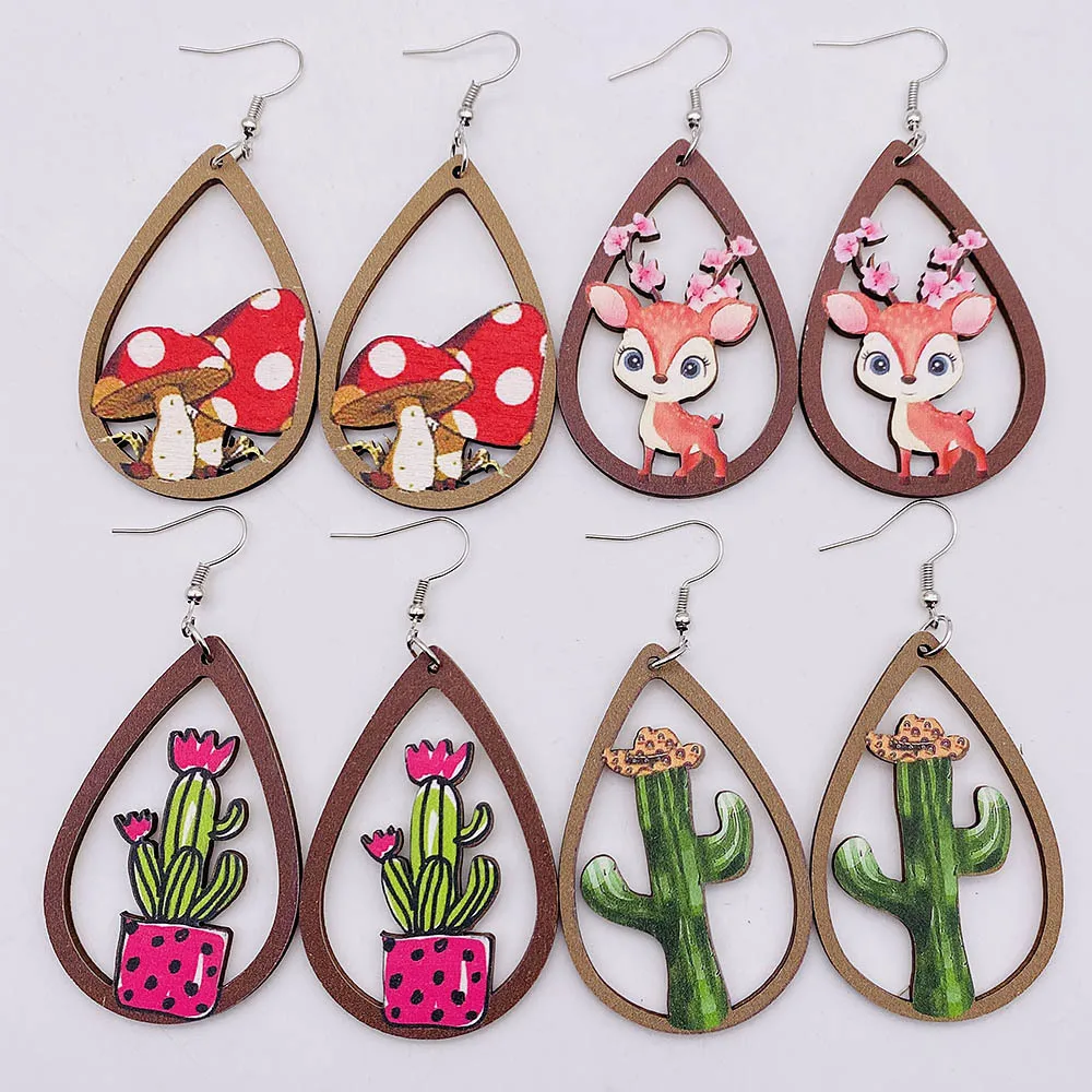 Cute Elk Dangle Earrings Cactus Wooden Hollow Drop-Shape Pendant Earrings for Women Girls Jewelry
Cute Elk Dangle Earrings Cactus Wooden Hollow Drop-Shape Pendant Earrings for Women Girls Jewelry