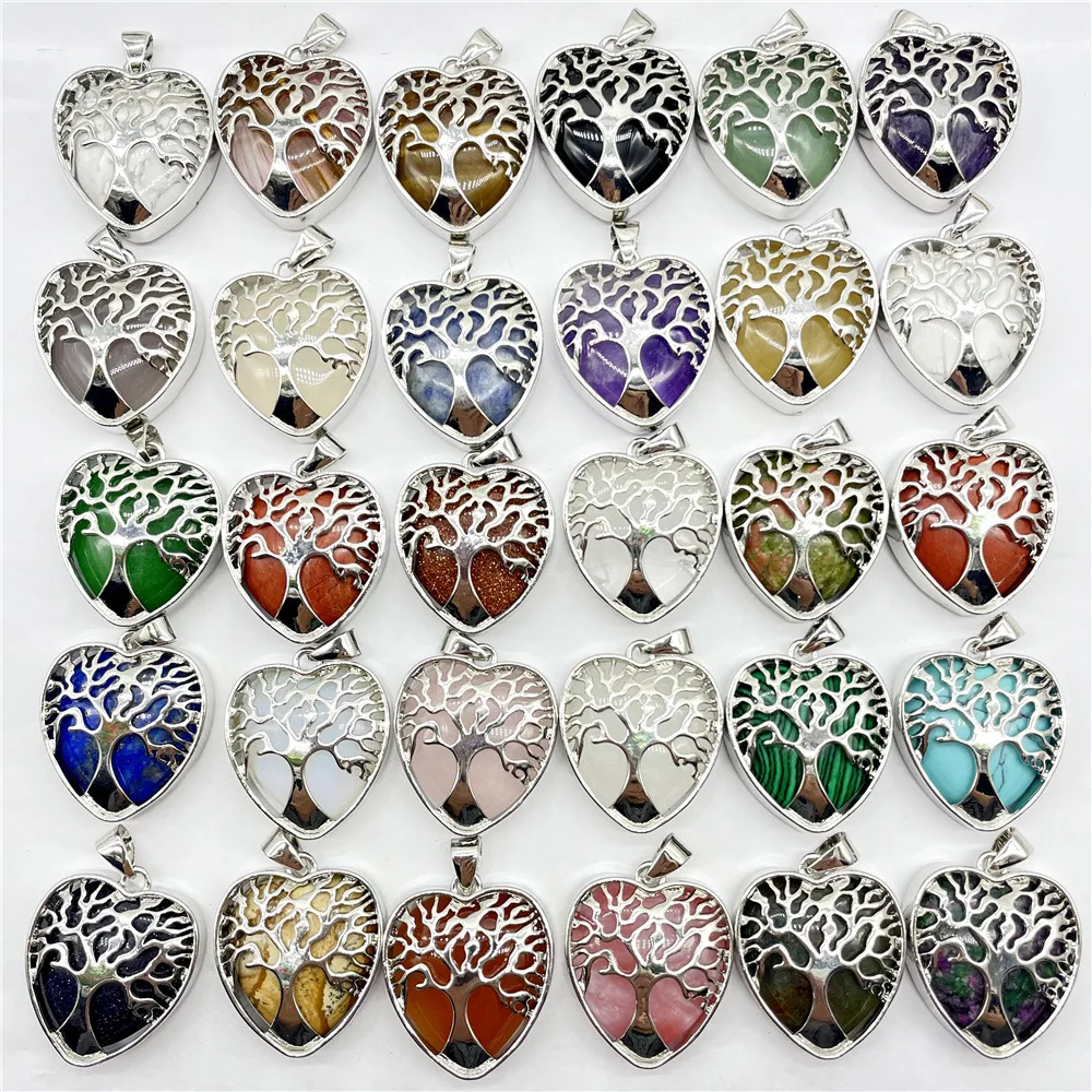 Wholesale Crystal Natural Stone heart shaped tree of life Rose Quartz pendant necklace Gemstone Necklace Pendants Jewelry
Wholesale Crystal Natural Stone heart shaped tree of life Rose Quartz pendant necklace Gemstone Necklace Pendants Jewelry