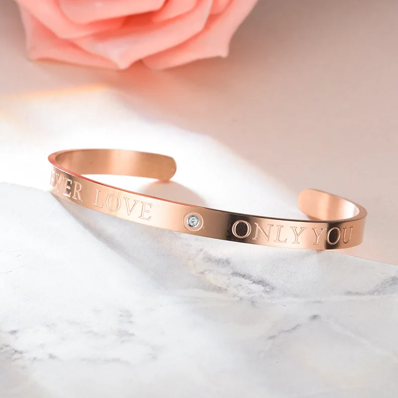 The New Cross-Border Diamond Forever Love Only You Customizable Phrase Titanium Steel C-Shaped Bracelet, Picture shows
The New Cross-Border Diamond Forever Love Only You Customizable Phrase Titanium Steel C-Shaped Bracelet, Picture shows