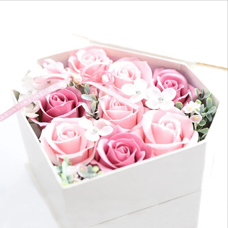 heart-shaped drawer soap flower gift box for girl