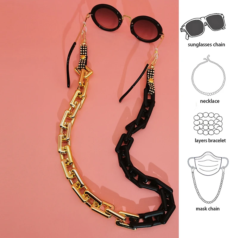 Big Half Acrylic Chain With Half Gold Metal Holding Chain For Glasses Bag Black FaceMask Holder Chain Acrylic Neck Retainer Men, Gold plated+black
Big Half Acrylic Chain With Half Gold Metal Holding Chain For Glasses Bag Black FaceMask Holder Chain Acrylic Neck Retainer Men, Gold plated+black