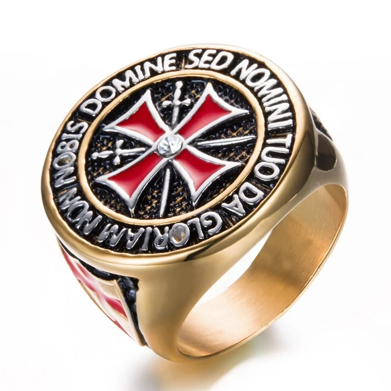 Punk Hip Hop Domineering Knights Templar Gold Men Rings With Cross, Gold/silver
Punk Hip Hop Domineering Knights Templar Gold Men Rings With Cross, Gold/silver