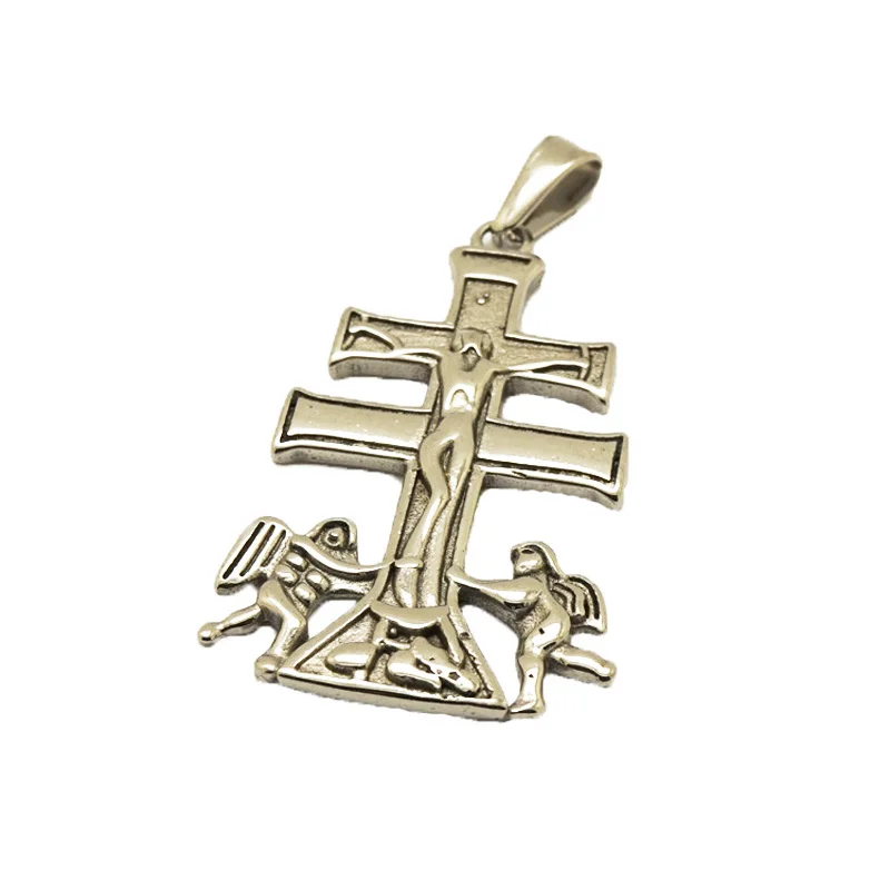 Olivia Wholesale Stainless Steel Silver Jesus Cross Angel Guadelupe Pendant CARAVACA Cross of Lorraine Charm For men
Olivia Wholesale Stainless Steel Silver Jesus Cross Angel Guadelupe Pendant CARAVACA Cross of Lorraine Charm For men