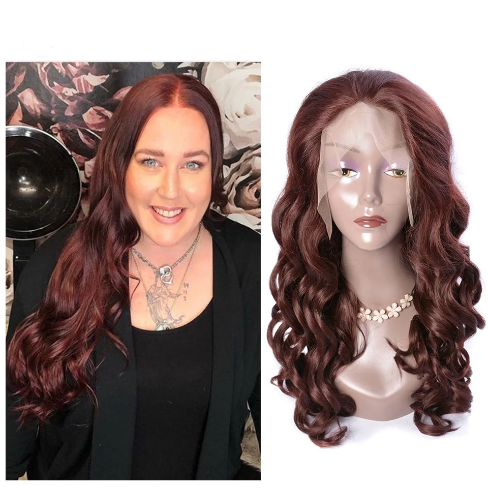 Factory price Body Wave dark brown 99j color Heat Resistant lace frontal Wig For Women Synthetic Fiber hair with Lace Wigs
Factory price Body Wave dark brown 99j color Heat Resistant lace frontal Wig For Women Synthetic Fiber hair with Lace Wigs