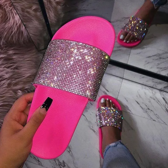Fashion Ins Pink Rhinestones Slides Slippers for Women Diamonds Sandals Slipper Summer Outdoor Beach Flat Slied Sandal Ladies
Fashion Ins Pink Rhinestones Slides Slippers for Women Diamonds Sandals Slipper Summer Outdoor Beach Flat Slied Sandal Ladies
