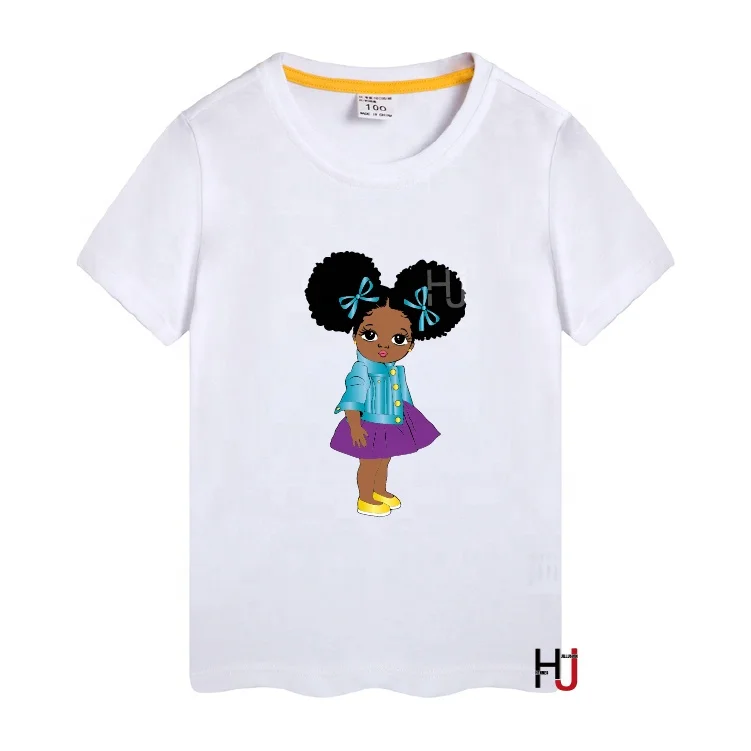 Cute puff hair afro american little black girl printed kids tshirt summer thick black baby toddler teen children's tee shirt, As picture show
Cute puff hair afro american little black girl printed kids tshirt summer thick black baby toddler teen children's tee shirt, As picture show