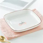 Wholesale custom printed cheap price modern dinnerware custom printed square ceramic dinner plate for restaurant