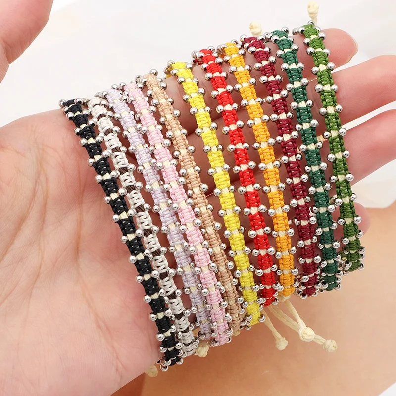 Custom wholesale 2022 spring colorful 2mm 925 sterling silver beads handmade lace two layer woven bracelet, Multi
Custom wholesale 2022 spring colorful 2mm 925 sterling silver beads handmade lace two layer woven bracelet, Multi