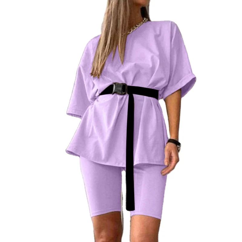 Womens Clothing Summer Casual Home Wear Shorts Solid Loose Top Two Piece Outfits Sets Belt, 9 colors
Womens Clothing Summer Casual Home Wear Shorts Solid Loose Top Two Piece Outfits Sets Belt, 9 colors