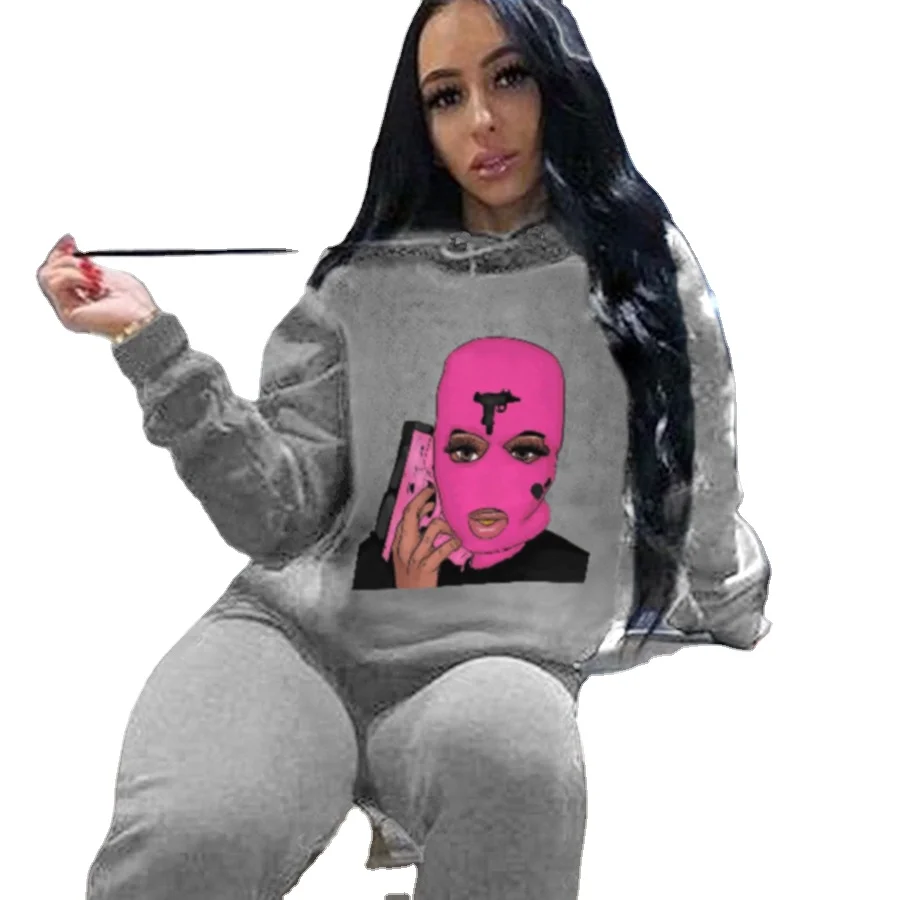 2021 Amazon winter women's Long sleeve casual painted hoodie sportswear fashion loose pants two-piece set streetwear, 2 colors as picture
2021 Amazon winter women's Long sleeve casual painted hoodie sportswear fashion loose pants two-piece set streetwear, 2 colors as picture