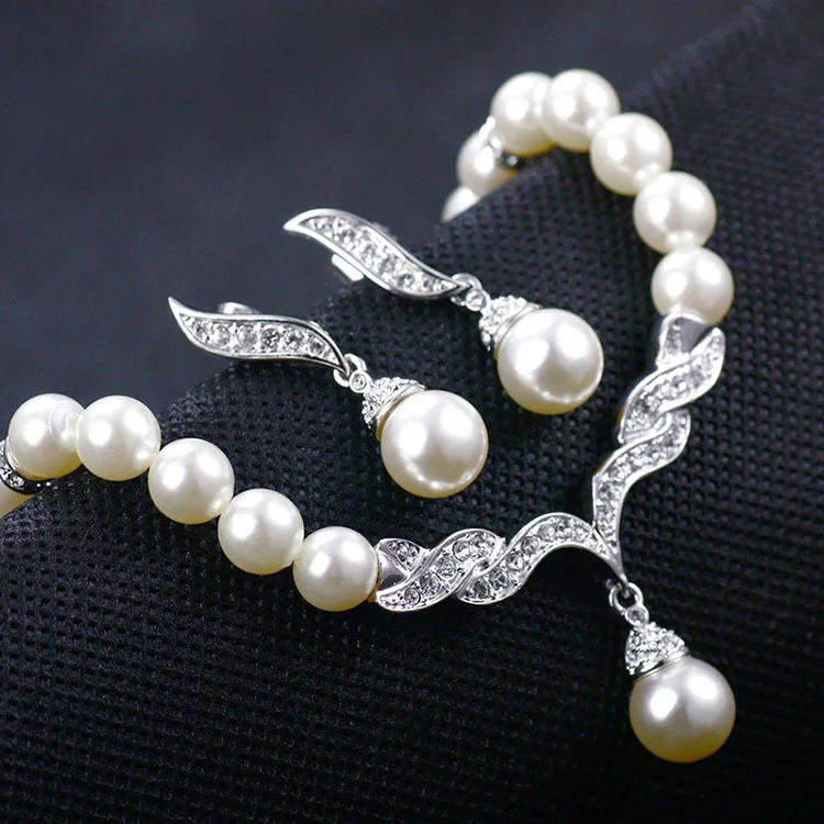 

Aug jewelry simple bridesmaid bride jewelry gift set chain dinner wedding dress wedding rhinestone pearl necklace jewelry