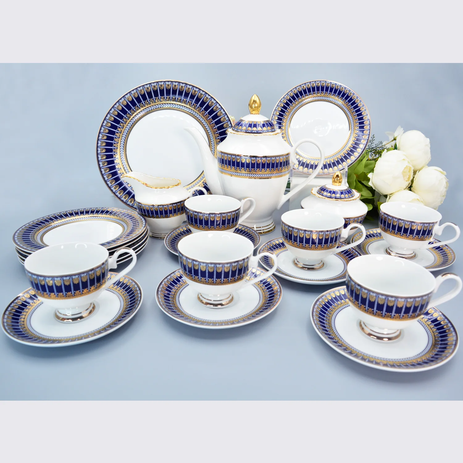 Wedding luxury embossed real gold coffee set popular afternoon tea set blue dinner set
Wedding luxury embossed real gold coffee set popular afternoon tea set blue dinner set