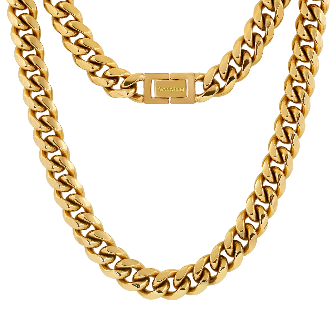 GREATYTANG Custom 14K Gold Plated High Quality Jewelry 10mm Hip Hop Black Rainbow Stainless Steel Cuban Link Necklace
GREATYTANG Custom 14K Gold Plated High Quality Jewelry 10mm Hip Hop Black Rainbow Stainless Steel Cuban Link Necklace