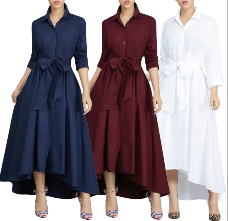 New Style Polyester Button up Long Sleeve Turn Down Collar Career Shirt Dresses
New Style Polyester Button up Long Sleeve Turn Down Collar Career Shirt Dresses