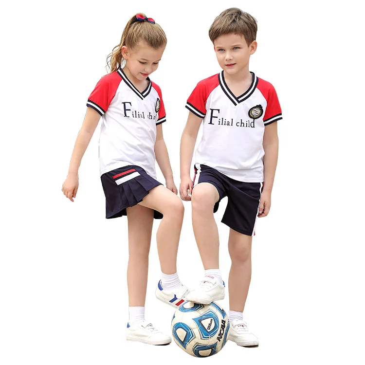 new style V-neck cheerleading children summer sportswear short sleeve T-shirt and pants unisex outfits school uniform, Red and white
new style V-neck cheerleading children summer sportswear short sleeve T-shirt and pants unisex outfits school uniform, Red and white