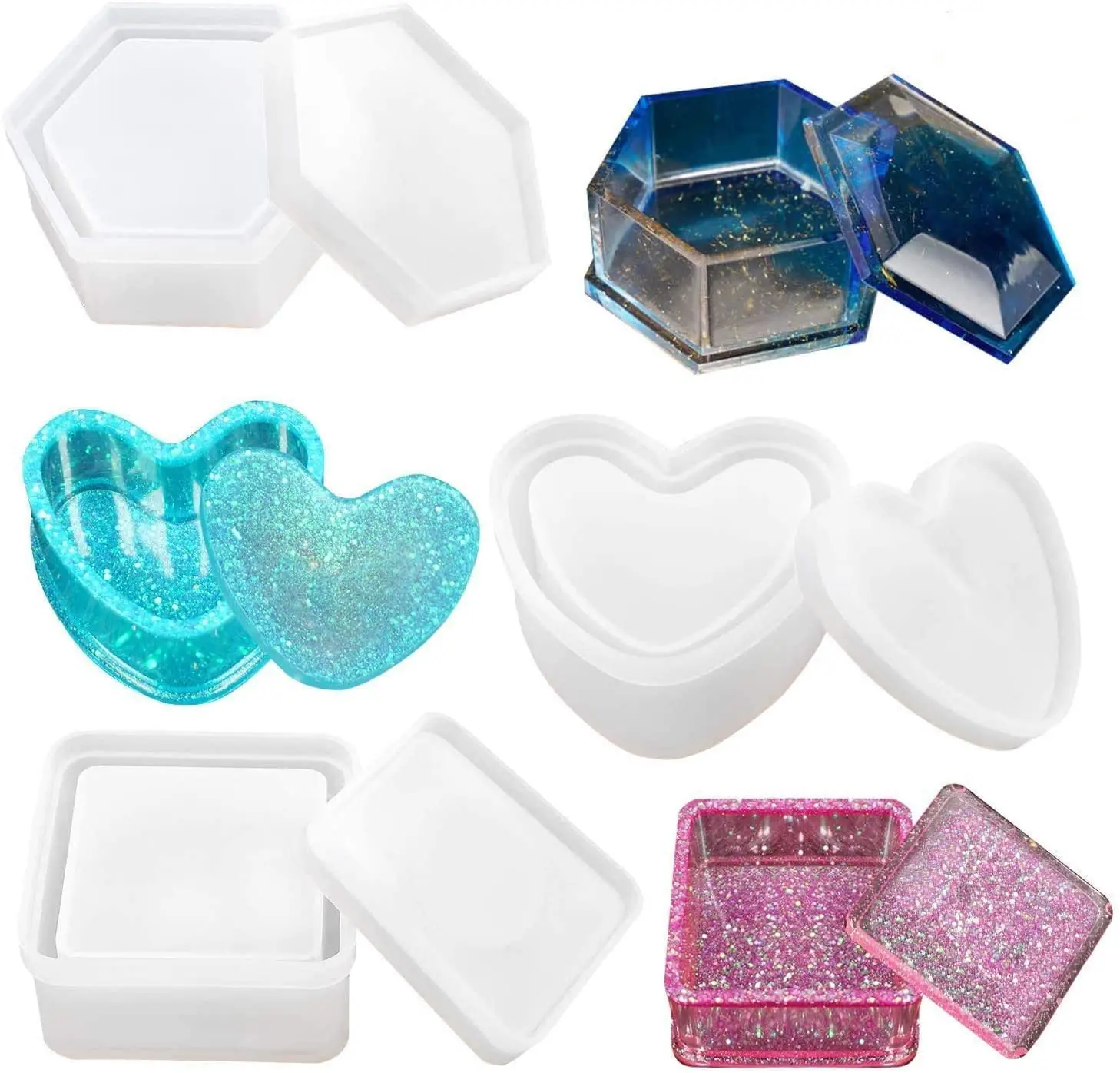 Box Resin Molds, Jewelry Box Molds with Heart Shape Silicone Mold, Storage Box Mold and Square Epoxy Molds for Making Resin Mold
Box Resin Molds, Jewelry Box Molds with Heart Shape Silicone Mold, Storage Box Mold and Square Epoxy Molds for Making Resin Mold