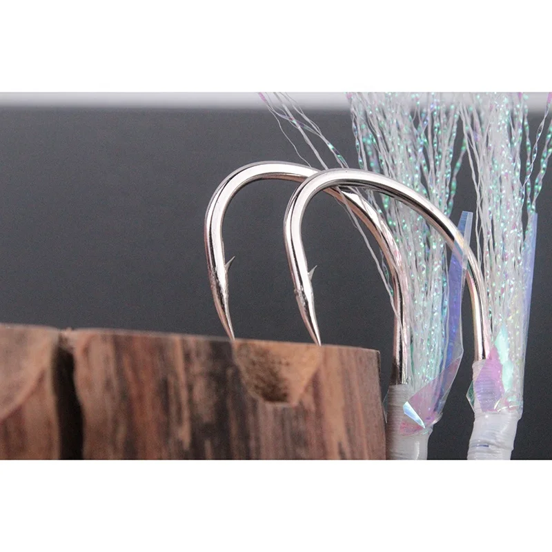 Factory directly sell luminous iron plate double hook lead fish hook with reflective bright silk line for sea boat fishing, Silver
Factory directly sell luminous iron plate double hook lead fish hook with reflective bright silk line for sea boat fishing, Silver