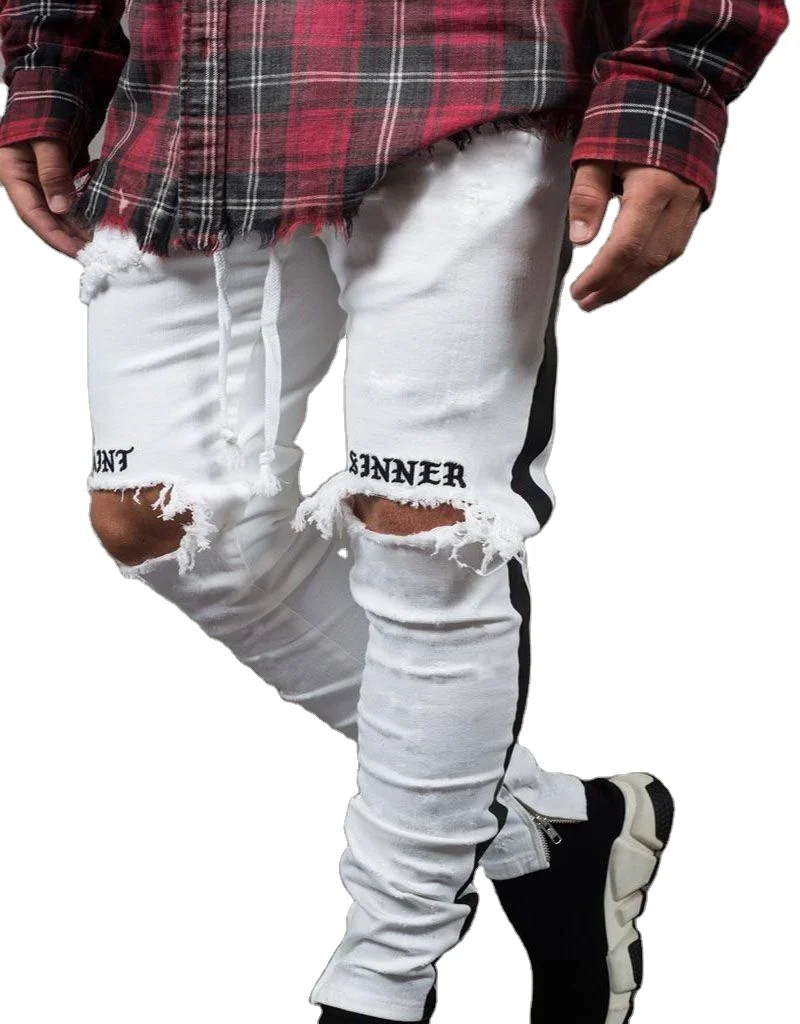 Ripped Skinny Biker Jeans Taped Slim Fit Men Denim Pants Motorcycles Wrinkles Pants Knee Hole Jeans Man, 2 colors
Ripped Skinny Biker Jeans Taped Slim Fit Men Denim Pants Motorcycles Wrinkles Pants Knee Hole Jeans Man, 2 colors