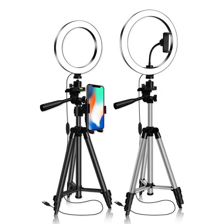 Flexible Portable Makeup 10 Inch Tripod Stand Selfie LED Light Ring With Cell Phone Holder, Black,silver
Flexible Portable Makeup 10 Inch Tripod Stand Selfie LED Light Ring With Cell Phone Holder, Black,silver