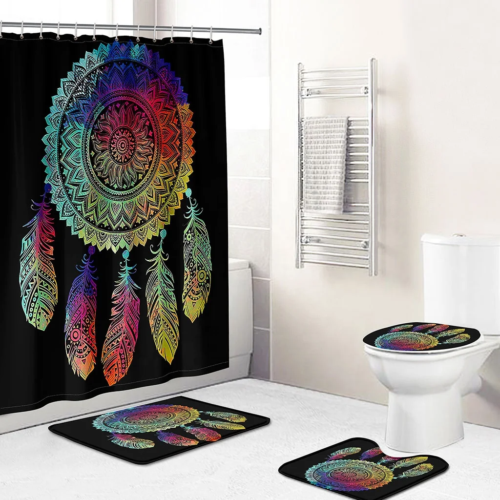 Nice Shower Curtain 3D Dream Catcher Printing Shower Curtain Carpet Floor Mat Four-piece Combination Bathroom Mat Set, Custom-made
Nice Shower Curtain 3D Dream Catcher Printing Shower Curtain Carpet Floor Mat Four-piece Combination Bathroom Mat Set, Custom-made
