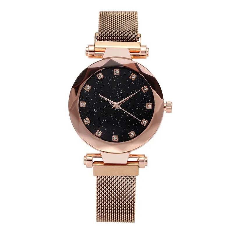 

Luxury Rose Gold Women Watches Minimalism Starry Sky Magnet Buckle Fashion Casual Female Wristwatch
