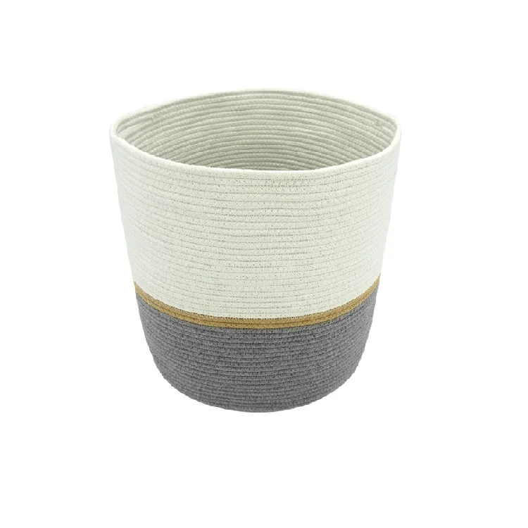 Customized white folding round baby clothing home woven laundry cotton rope toys storage basket for kids, Grey white
Customized white folding round baby clothing home woven laundry cotton rope toys storage basket for kids, Grey white
