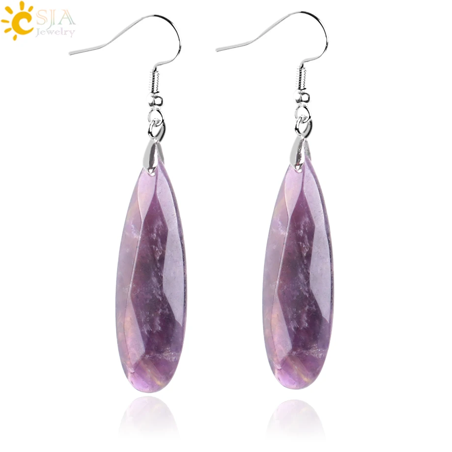 CSJA high quality natural stone multifaceted cutting pendant geometry drop earring korean for women jewelry E941
CSJA high quality natural stone multifaceted cutting pendant geometry drop earring korean for women jewelry E941