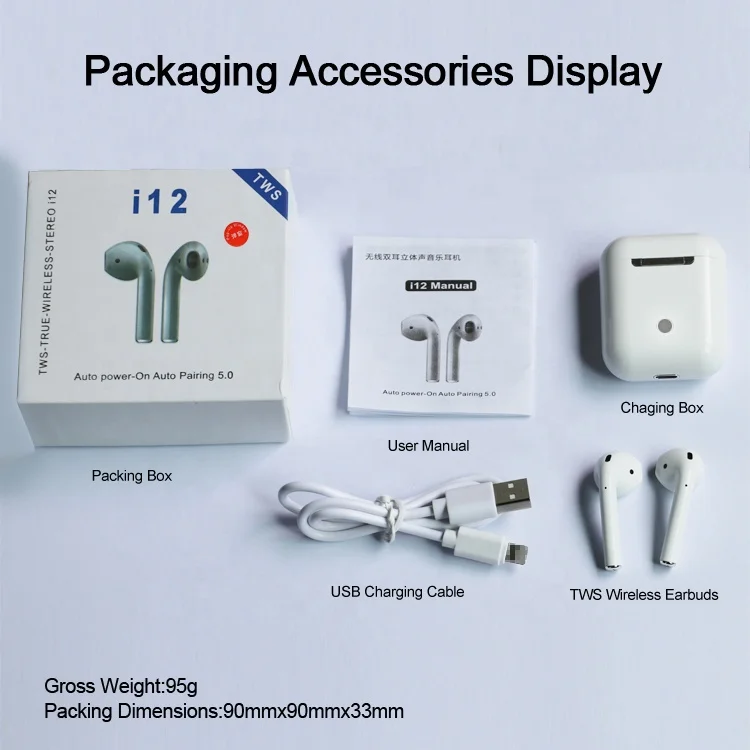 USB Connectors and In-Ear Style Black Pods for Tactil i12 TWS wireless Earphone - ANKUX.COM