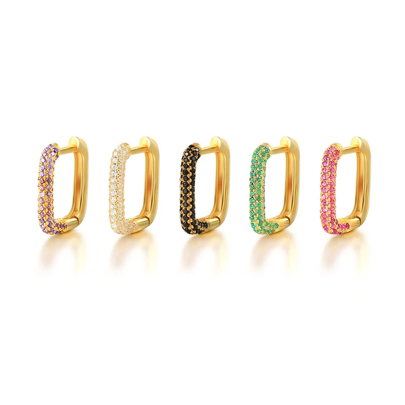 Real 925 Sterling Silver Geometric Square Earrings Fashion 18k Gold Plated Color CZ Pave zircon hoop Earrings for Women Jewelry
Real 925 Sterling Silver Geometric Square Earrings Fashion 18k Gold Plated Color CZ Pave zircon hoop Earrings for Women Jewelry