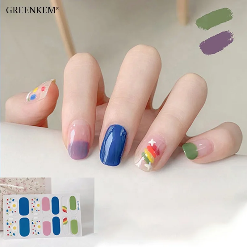 GREENKEM Designed Full Wraps Shiny Nail Art Sticker Decals Multicolor Nail Stickers Strips Designer Nail Stickers, Picture
GREENKEM Designed Full Wraps Shiny Nail Art Sticker Decals Multicolor Nail Stickers Strips Designer Nail Stickers, Picture
