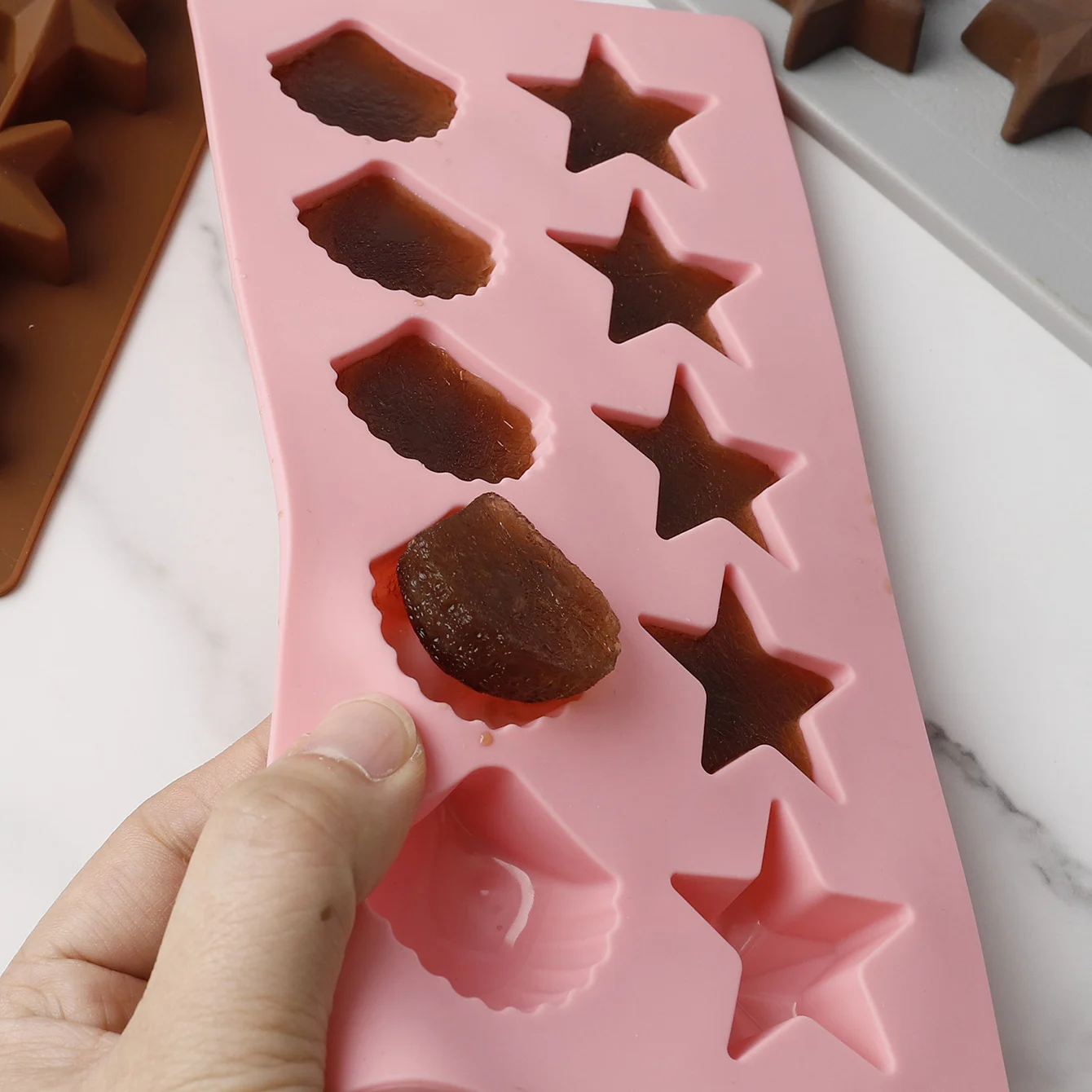 10 Cavities silicone fondant cake shell chocolate mould cookie mold, Multi color 
10 Cavities silicone fondant cake shell chocolate mould cookie mold, Multi color