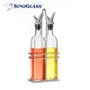 Oil and Vinegar Bottle Set with Stainless Steel Rack and Removable Cork, Dual Olive Oil Spout, Olive Oil Dispenser
