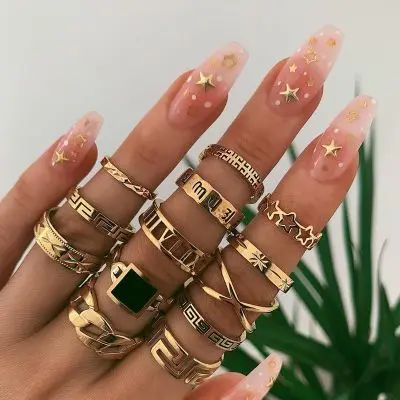Vintage Fashion Gold Finger Retro Geometric Letter Knotted Midi Finger Rings Set for Women Wholesale
Vintage Fashion Gold Finger Retro Geometric Letter Knotted Midi Finger Rings Set for Women Wholesale