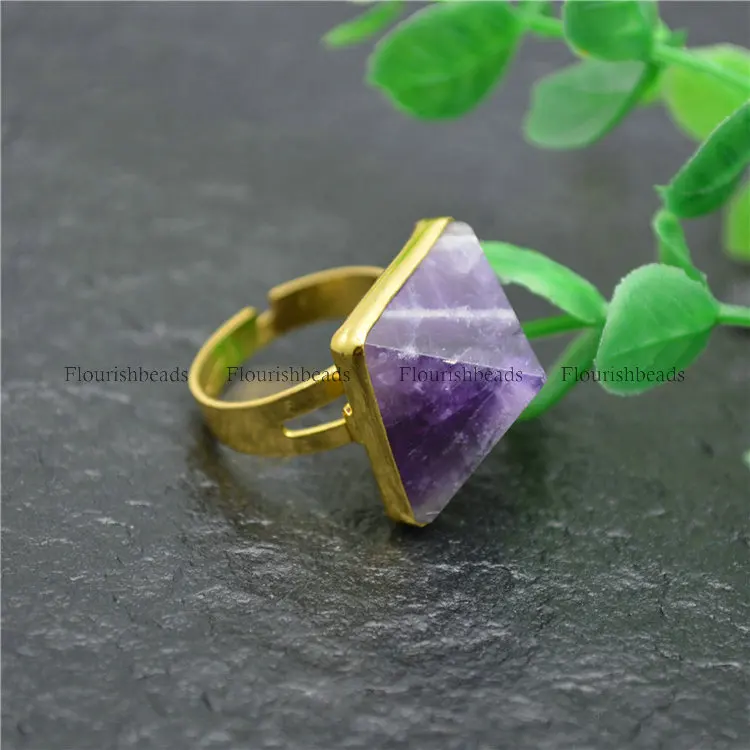 Gold plating Natural Amethyst Pyramid Shape Stone Rings Size Adjustable Fashion Woman Gemstone Jewelry
Gold plating Natural Amethyst Pyramid Shape Stone Rings Size Adjustable Fashion Woman Gemstone Jewelry