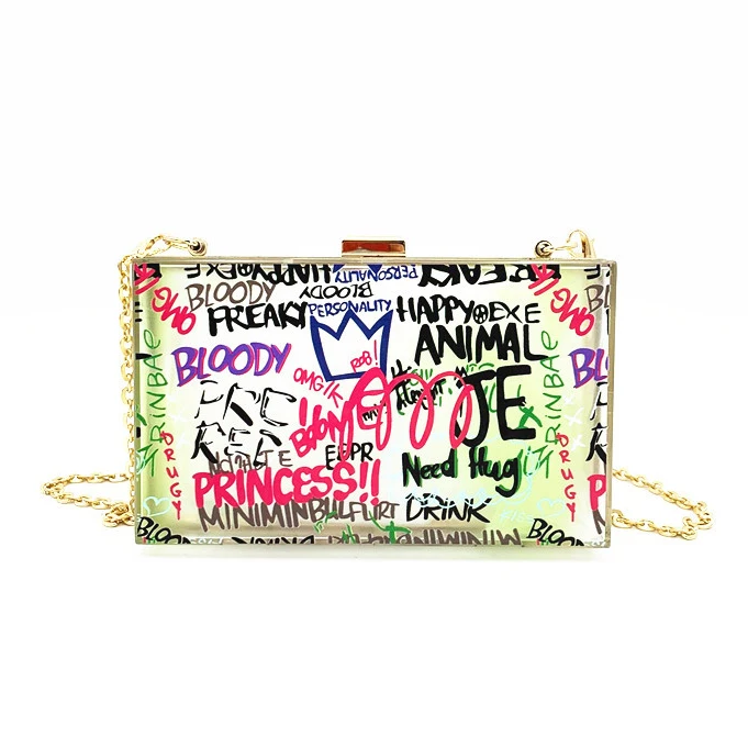 New wholesale clear acrylic unique girls graffiti Clutch party evening bags mini purses and Handbags for Women
New wholesale clear acrylic unique girls graffiti Clutch party evening bags mini purses and Handbags for Women
