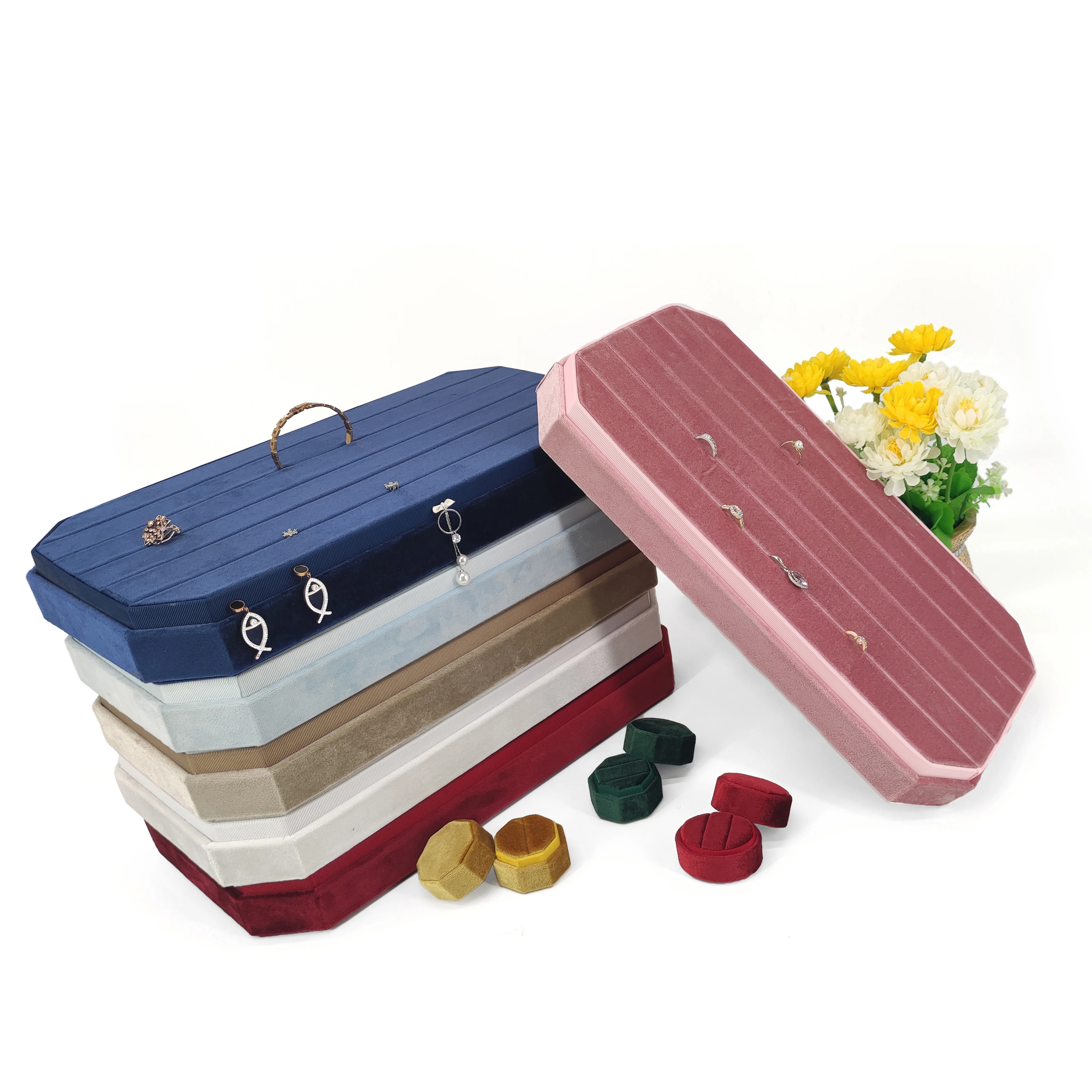 Newest Customized Luxury Velvet Ring Jewelry Display Tray Velvet Jewelry Tray For Display Jewelers Workbench Ring Show Desktop
Newest Customized Luxury Velvet Ring Jewelry Display Tray Velvet Jewelry Tray For Display Jewelers Workbench Ring Show Desktop