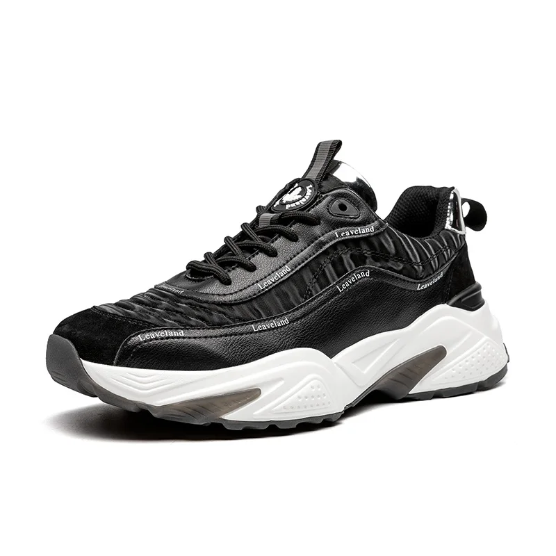 LEAVELAND 2021 New Design Lace-up Black Sport Leather Shoes With Thick Sole Height Increasing Comfortable Men's Chunky Shoes
LEAVELAND 2021 New Design Lace-up Black Sport Leather Shoes With Thick Sole Height Increasing Comfortable Men's Chunky Shoes