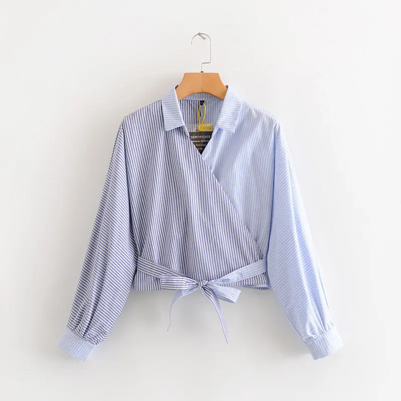 cs8779 new 2020 fashion color block striped wrap long sleeve short blouse women chic cotton shirts blusas tops
cs8779 new 2020 fashion color block striped wrap long sleeve short blouse women chic cotton shirts blusas tops