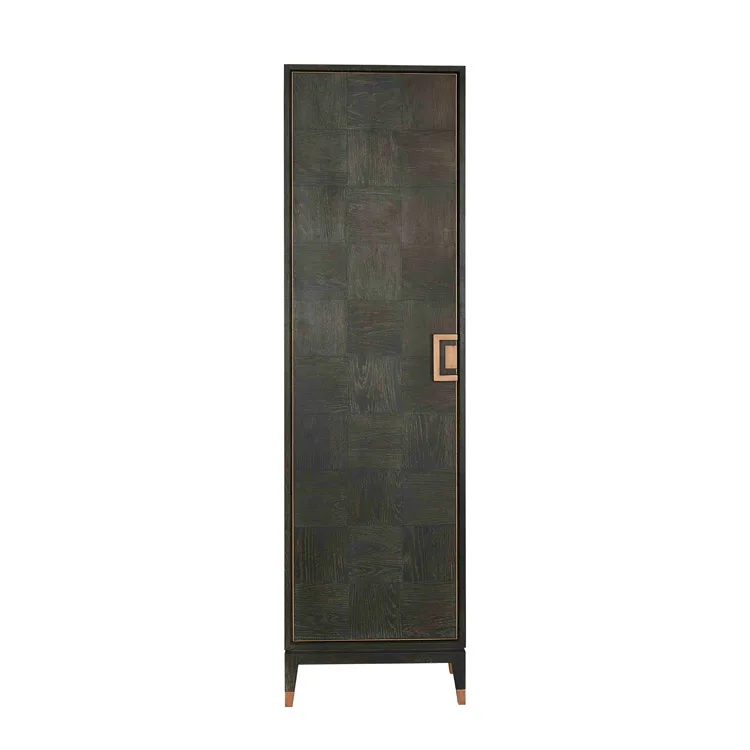 Contemporary parquet door tall solid oak wood storage cabinet