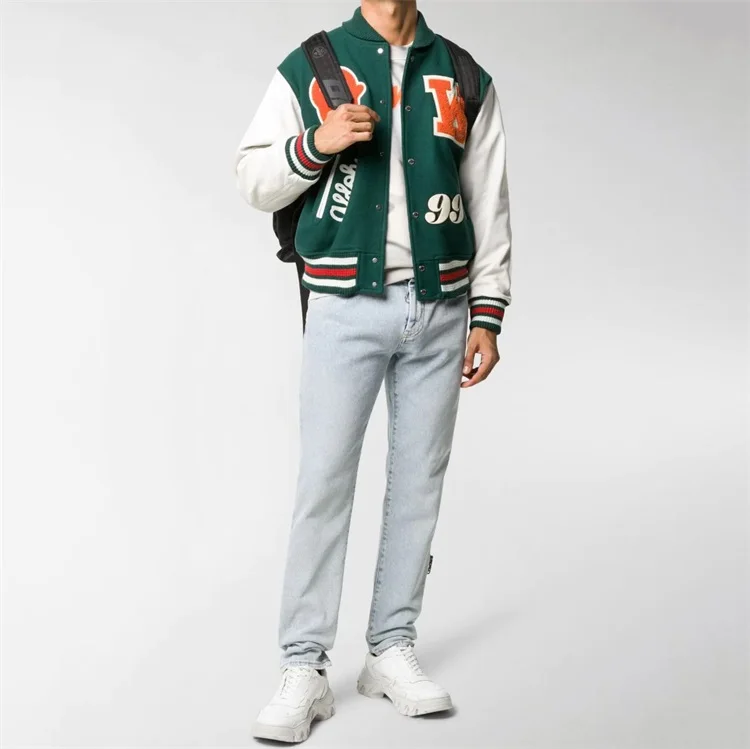 Custom chenille embroidery leather sleeve baseball letterman varsity for men, Custom color
Custom chenille embroidery leather sleeve baseball letterman varsity for men, Custom color