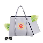 Branded Retro purses Neoprene hand bags core Silk screen shopping tote Oversized beach shoulder women ladies hand bags