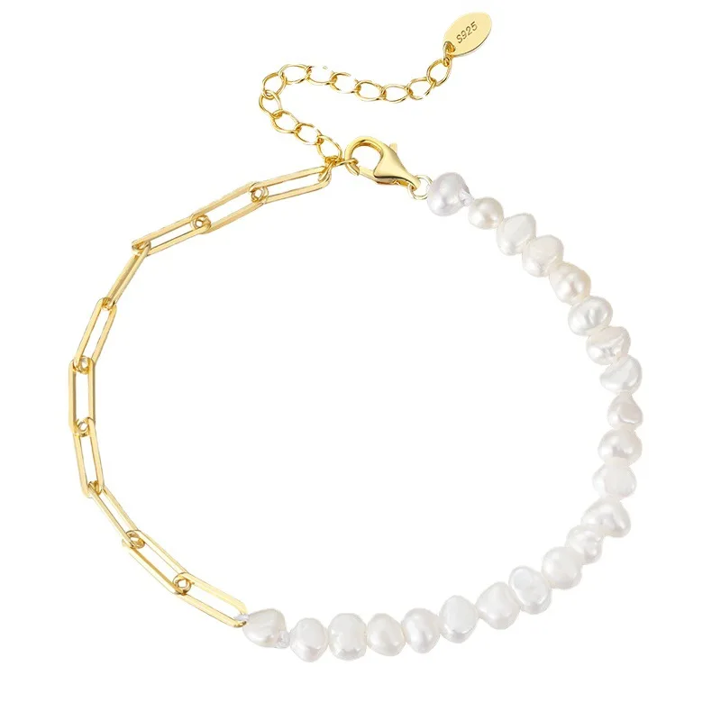 925 Sterling Silver Natural Baroque Freshwater Pearls Beads Chain Gold Plated Bracelets for Women 2022
925 Sterling Silver Natural Baroque Freshwater Pearls Beads Chain Gold Plated Bracelets for Women 2022