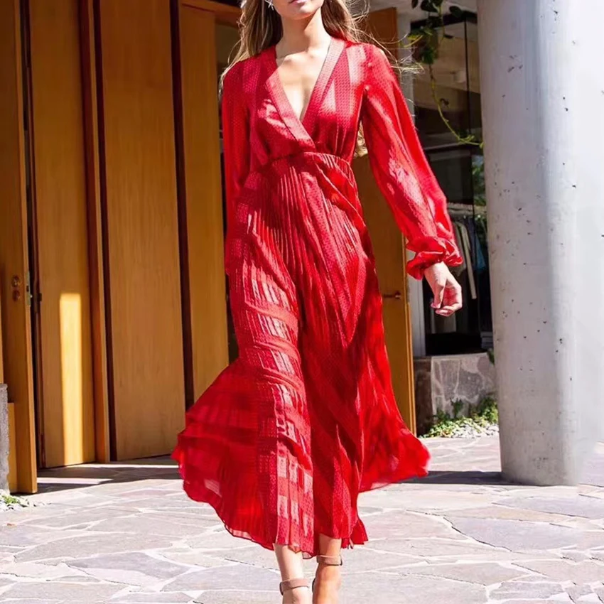 Green red puff sleeve Long sleeve Sweet V-neck High waist stripe Long Summer Long 2020 Dresses Women
Green red puff sleeve Long sleeve Sweet V-neck High waist stripe Long Summer Long 2020 Dresses Women