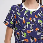 Short Shortsleeve Good-material Crew Neck 100% Silk Screened Bird Print T-shirts for Women