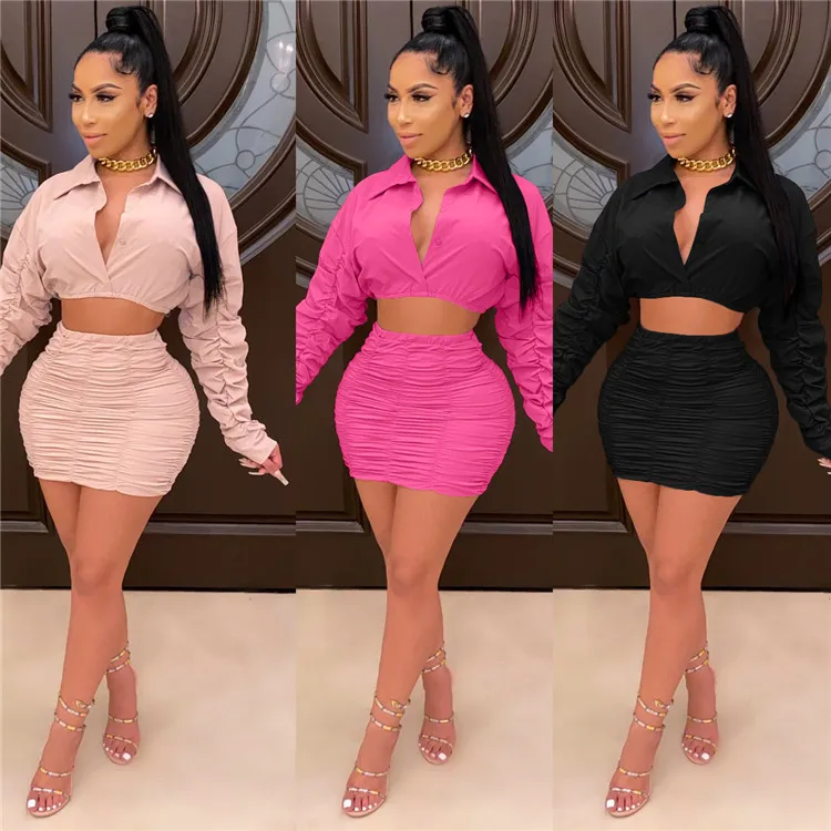 Fashion Lady 2 Pcs Pleated Crop blouse And Skirt Bodycon Sexy Plus Size Fall Women Two Piece Set, Picture
Fashion Lady 2 Pcs Pleated Crop blouse And Skirt Bodycon Sexy Plus Size Fall Women Two Piece Set, Picture