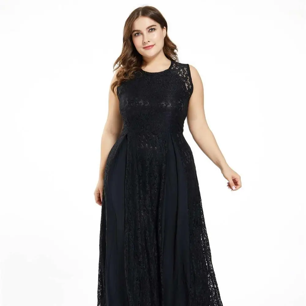 Fashion Sleeveless A-Line Black Long Lady Elegant Lace Maxi Dress Plus Size Casual Party Dress Ladies
Fashion Sleeveless A-Line Black Long Lady Elegant Lace Maxi Dress Plus Size Casual Party Dress Ladies