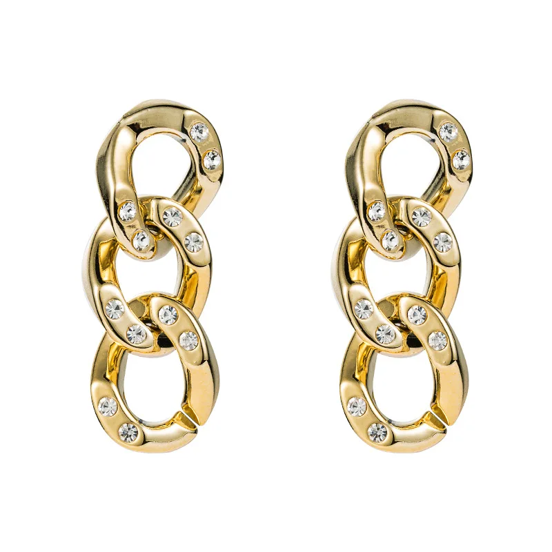 European and American wind net red fashion simple temperament street beat chain acrylic diamond long Tassel Earrings 
European and American wind net red fashion simple temperament street beat chain acrylic diamond long Tassel Earrings