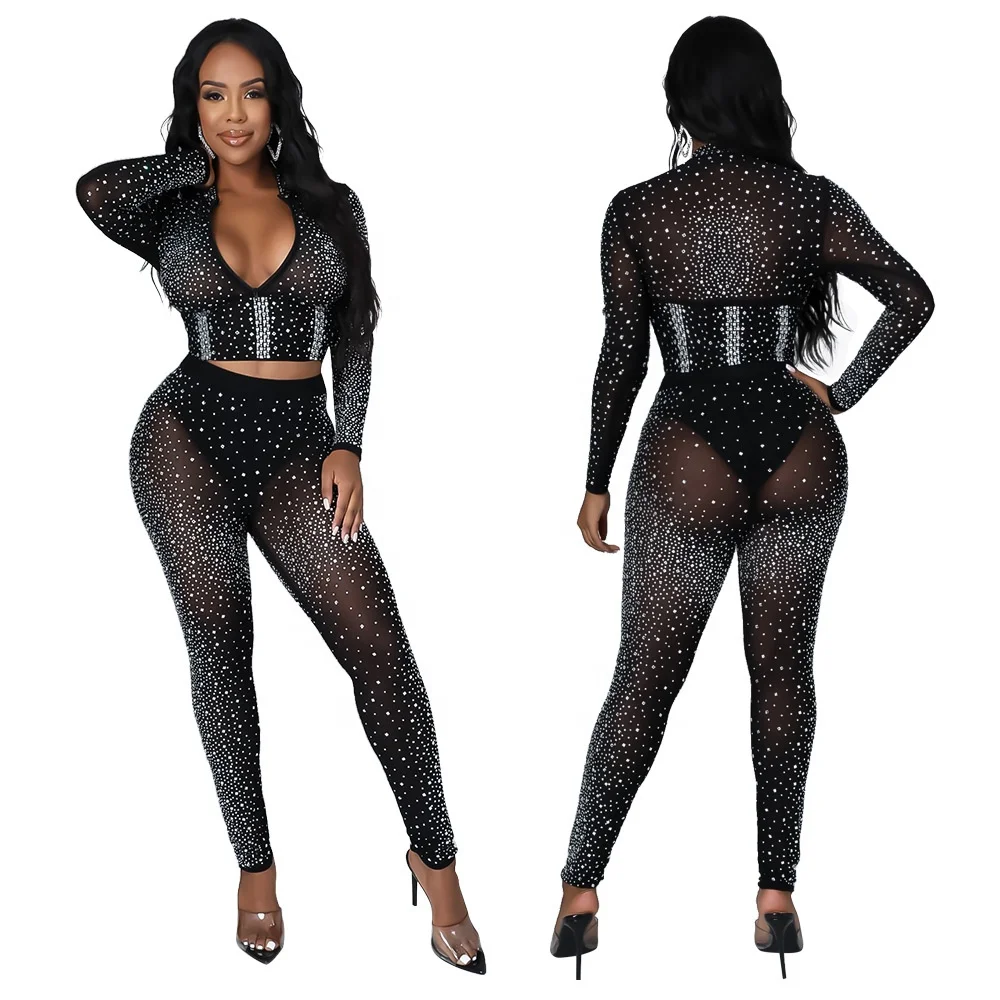 AI158-9195 Fashion 2021 night club party 2 piece sets woman v-neck Hot drilling Bodycon fall winter clothes wholesale
AI158-9195 Fashion 2021 night club party 2 piece sets woman v-neck Hot drilling Bodycon fall winter clothes wholesale