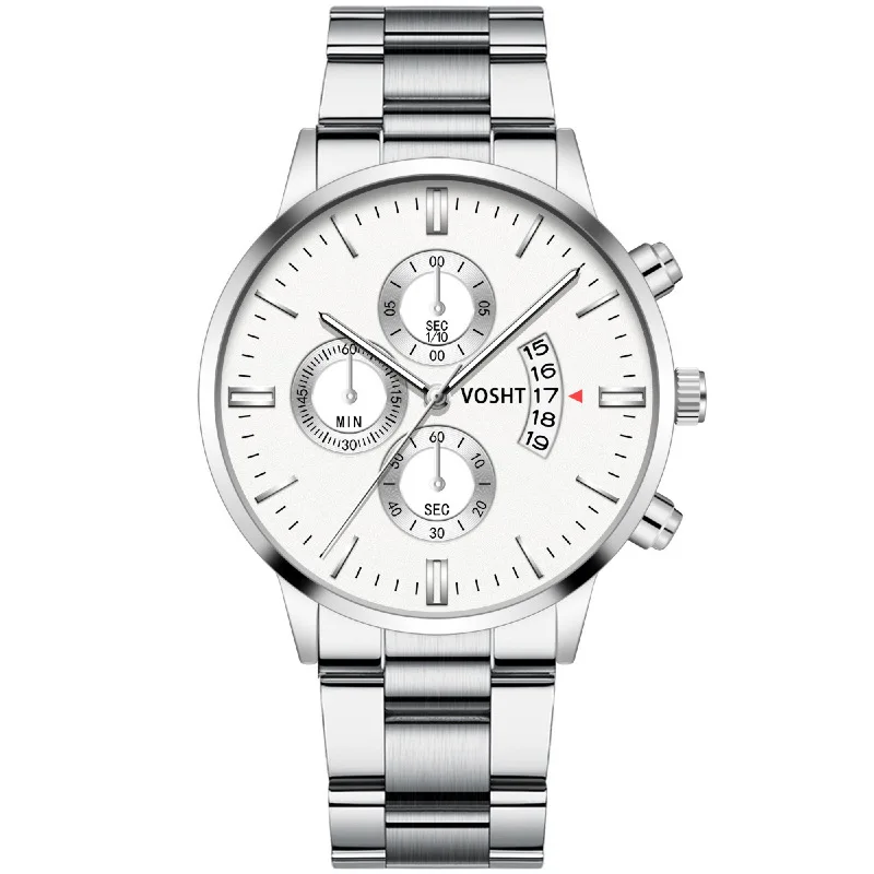 

WJ-9393 Business Style Stainless Steel Band Men'S Quartz Watch Calendar Function Man Wristwatch, Mix