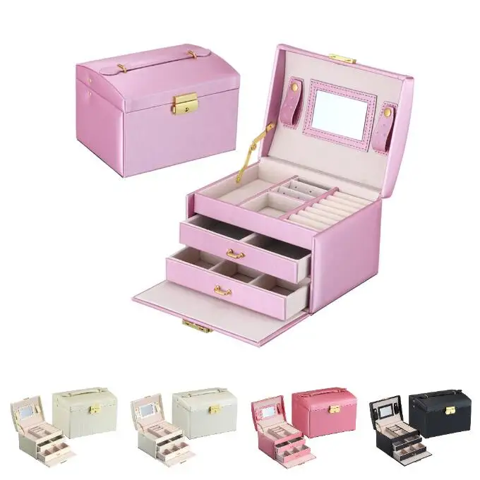 PU leather large capacity jewelry box three layer double drawer jewelry box Ring Earring earring storage boxes, 5 colors
PU leather large capacity jewelry box three layer double drawer jewelry box Ring Earring earring storage boxes, 5 colors